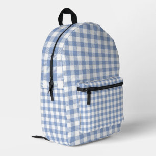 Mochila Impresa Patrón clásico de gingham azul claro con estampado