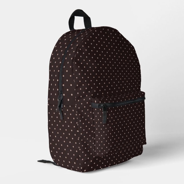 Mochila Impresa Patrón clásico de lunares, marrón, lunares boho (Esquina izquierda trasera)