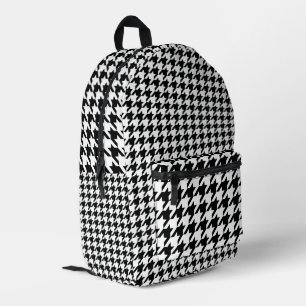 Mochila Impresa Patrón Clásico de Pata de Gallo: Negro y Blanco Vi