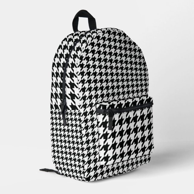 Mochila Impresa Patrón Clásico de Pata de Gallo: Negro y Blanco Vi (Esquina izquierda trasera)
