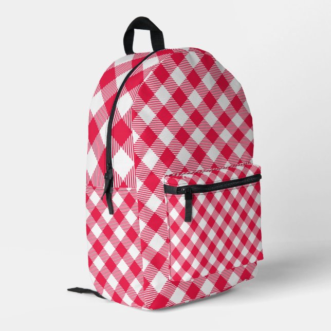 Mochila Impresa Patrón clásico del país rojo de Gingham (Esquina izquierda trasera)