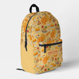 Mochila Impresa Patrón Colorido y Festivo de Comida Callejera Indi