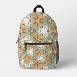 Mochila Impresa Patrón continuo botánico azul melocotón