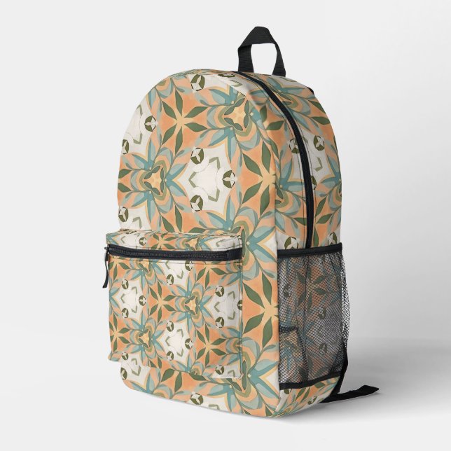 Mochila Impresa Patrón continuo botánico azul melocotón (Esquina derecha trasera )
