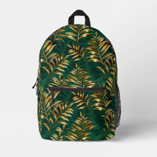 Mochila Impresa Patrón continuo con helechos dorados