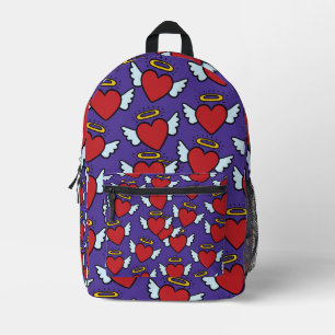 Mochila Impresa Patrón continuo de corazones de ángel alados Y2K
