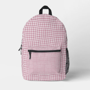 Mochila Impresa Patrón continuo de cuadros escoceses rosas y blanc