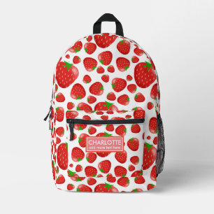 Mochila Impresa Patrón continuo de fresa roja brillante