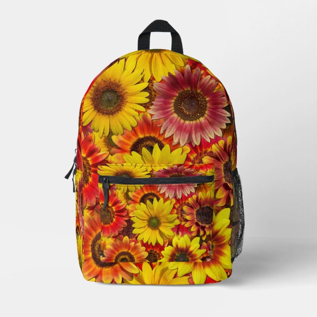 Mochila Impresa Patrón continuo de girasoles (Anverso)