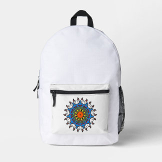 Mochila Impresa Patrón continuo de mandala floral: Flor sagrada