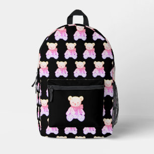 Mochila Impresa Patrón continuo de osito de peluche pastel espeluz