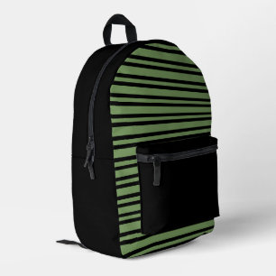 Mochila Impresa Patrón continuo de rayas negras y verdes