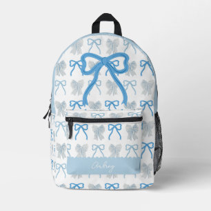 Mochila Impresa Patrón Coquette Blue Bow/Ribbon