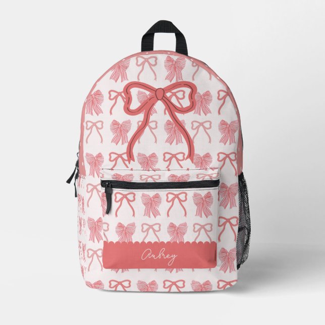 Mochila Impresa Patrón Coquette Red & Pink Bow/Ribbon (Anverso)