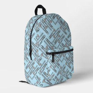 Mochila Impresa Patrón crosshatch de trombón gris