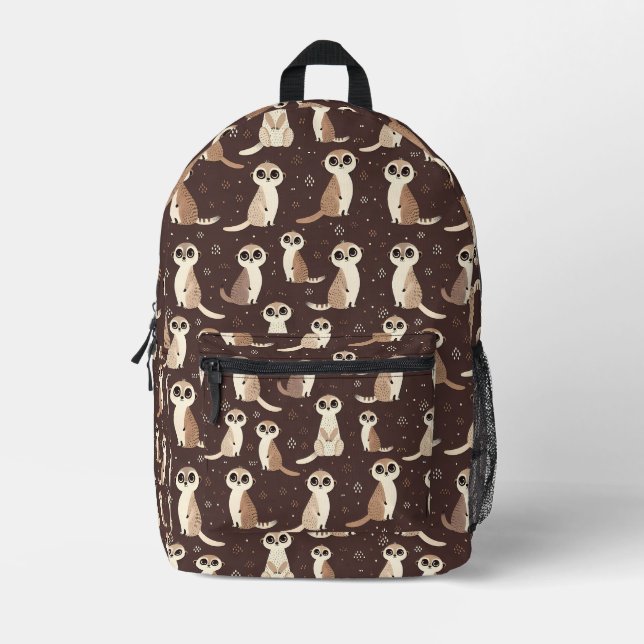 Mochila Impresa Patrón Cute Meerkat (Anverso)