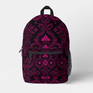 Mochila Impresa Patrón damasco gótico púrpura y negro