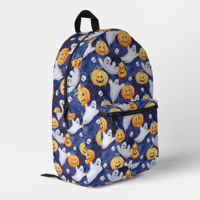 Mochila Impresa Patrón de acuarela de Halloween (Esquina izquierda trasera)
