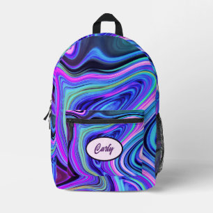 Mochila Impresa Patrón de Ágata Rosa Azul Púrpura