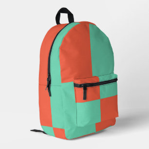 Mochila Impresa Patrón de ajedrez de Coral Acuamarina