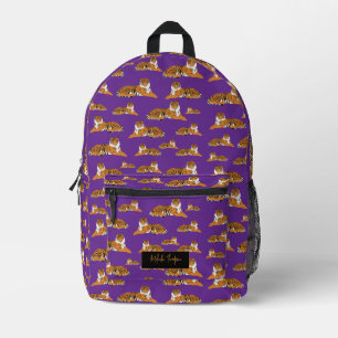 Mochila Impresa Patrón de animal tigre de jungla naranja púrpura