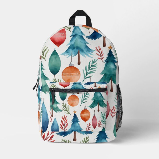 Mochila Impresa Patrón de árbol de Navidad (Anverso)