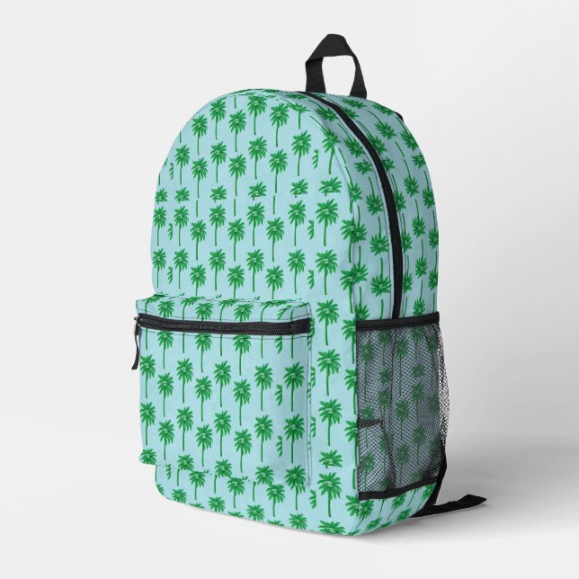 Mochila Impresa Patrón de árbol de palma en azul (Esquina derecha trasera )