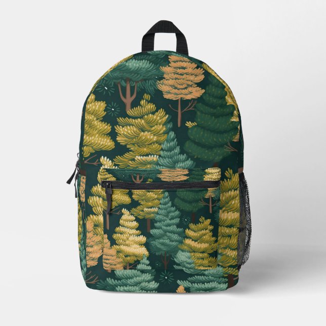 Mochila Impresa Patrón de árbol de pino con mosaico (Anverso)