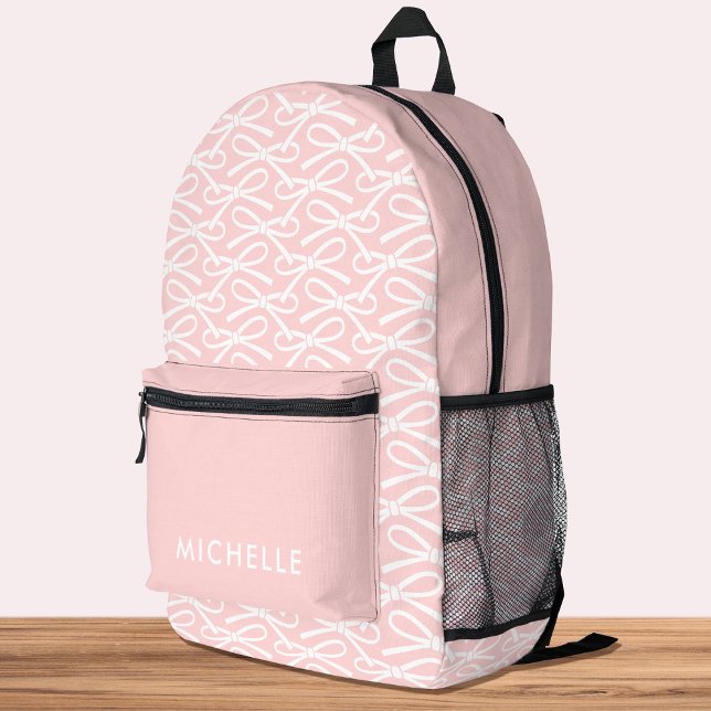 Mochila Impresa Patrón de arco de bonito blanco rosado personaliza (Subido por el creador)