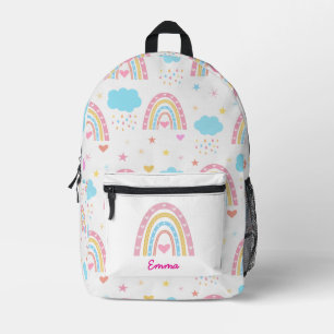 Mochila Impresa Patrón de arcoíris boho pastel personalizado con n