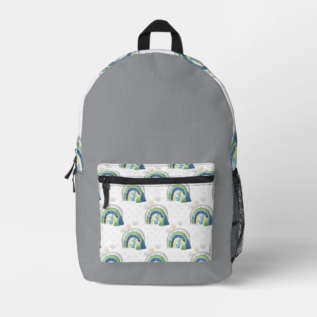 Mochila Impresa Patrón de Arcoíris en Acuarela (Anverso)