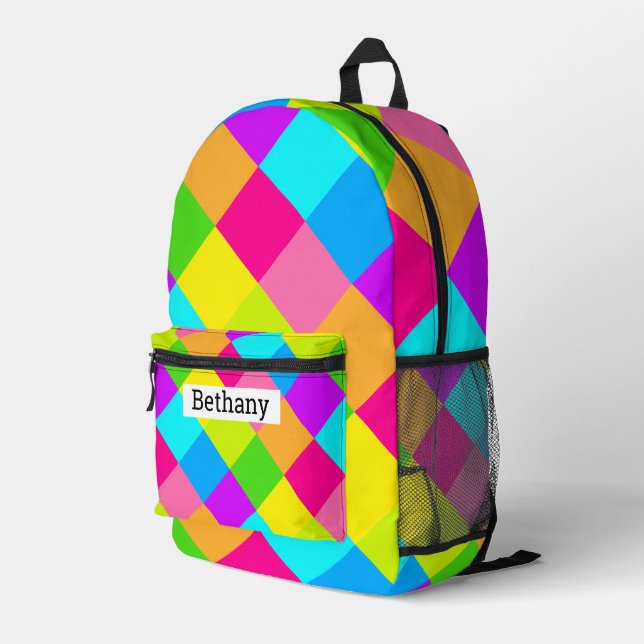 Mochila Impresa Patrón de arglos colorido (Esquina derecha trasera )