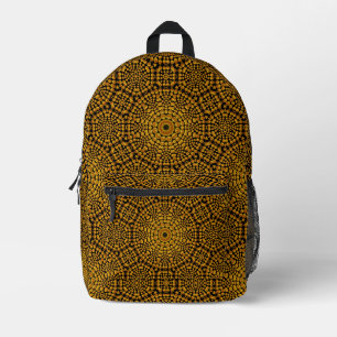 Mochila Impresa Patrón de arte de puntos negro y oro a la moda