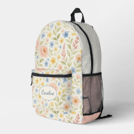 Mochila Impresa Patrón de arte floral francés personalizado divert