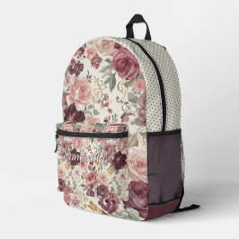 Mochila Impresa Patrón de arte floral shabby chic francés personal