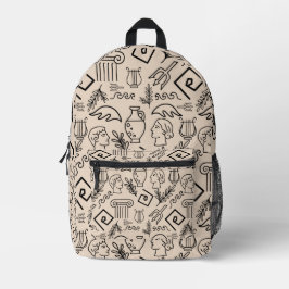 Mochila Impresa Patrón de arte lineal de la antigua Grecia