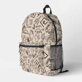 Mochila Impresa Patrón de arte lineal de la antigua Grecia
