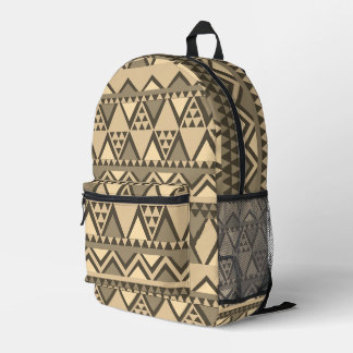 Mochila Impresa Patrón de arte tribal simple de caqui y marrón