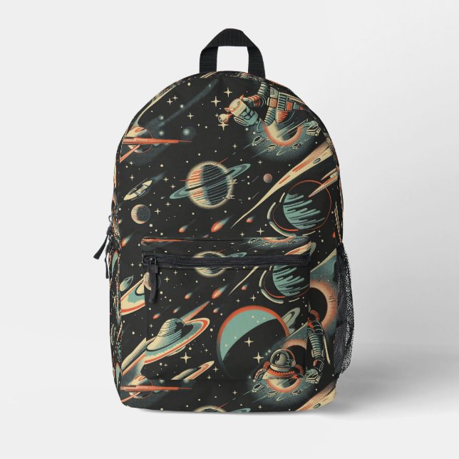 Mochila Impresa Patrón de astronautas de ciencia ficción en mosaic (Anverso)