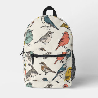 Mochila Impresa Patrón de aves cubiertas