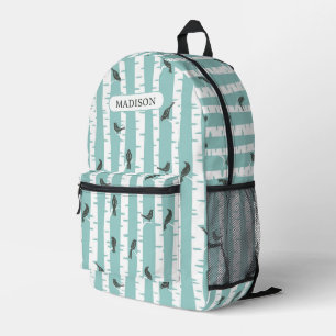 Mochila Impresa Patrón de aves y árboles