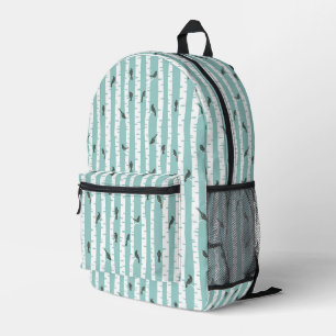 Mochila Impresa Patrón de aves y árboles