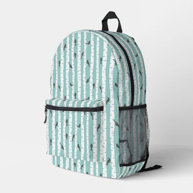 Mochila Impresa Patrón de aves y árboles (Esquina derecha trasera )