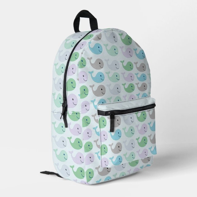 Mochila Impresa Patrón de Ballenas de Cute Pastel (Esquina izquierda trasera)