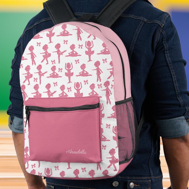 Mochila Impresa Patrón de ballet Niña Ballerina Purpurina Rosa (Subido por el creador)