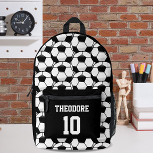 Mochila Impresa Patrón de balón de fútbol con nombre personalizado
