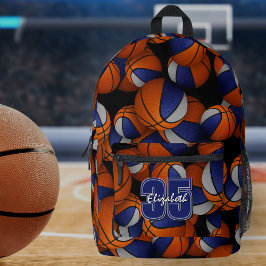 Mochila Impresa Patrón de baloncesto del equipo gris azul