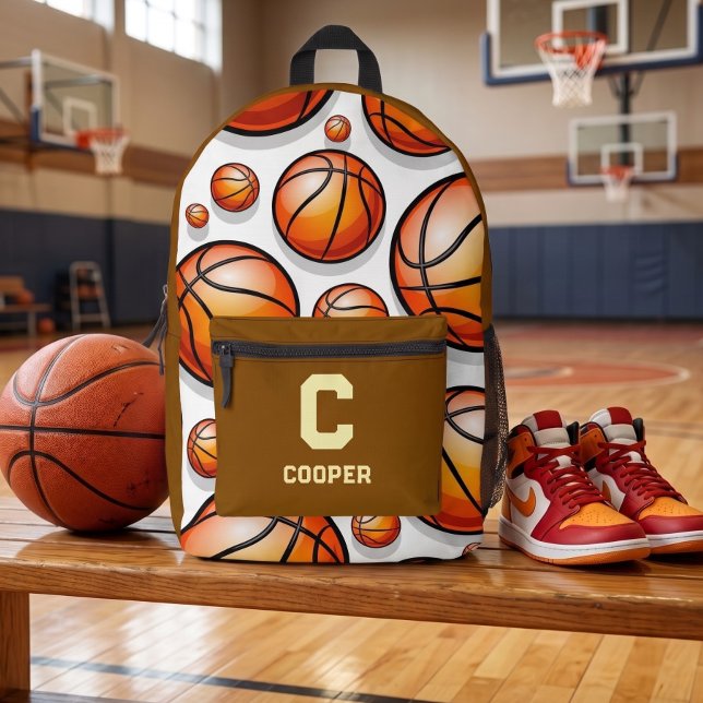Mochila Impresa Patrón de baloncesto marrón (Subido por el creador)