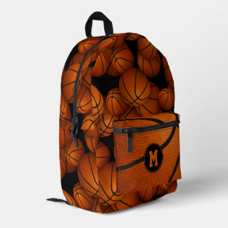 Mochila Impresa Patrón de baloncesto monogramado de chicas de niño