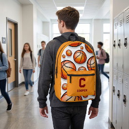 Mochila Impresa patrón de baloncesto naranja